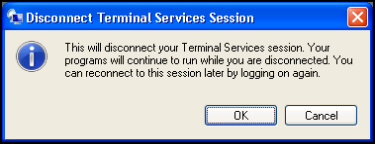 AEROS - Disconnect Terminal Services Session screen