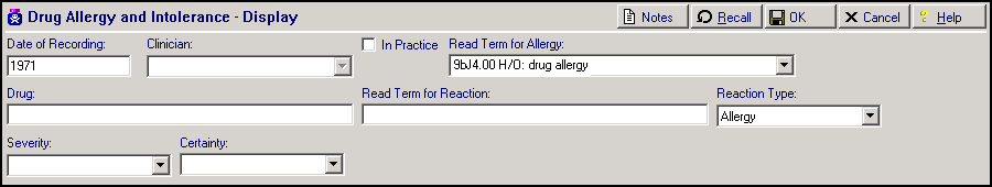 Drug Allergy and Intolerance - Display