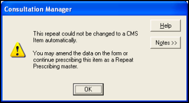 Could not change to CMS message
