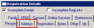 Registration - Registration Details tabs